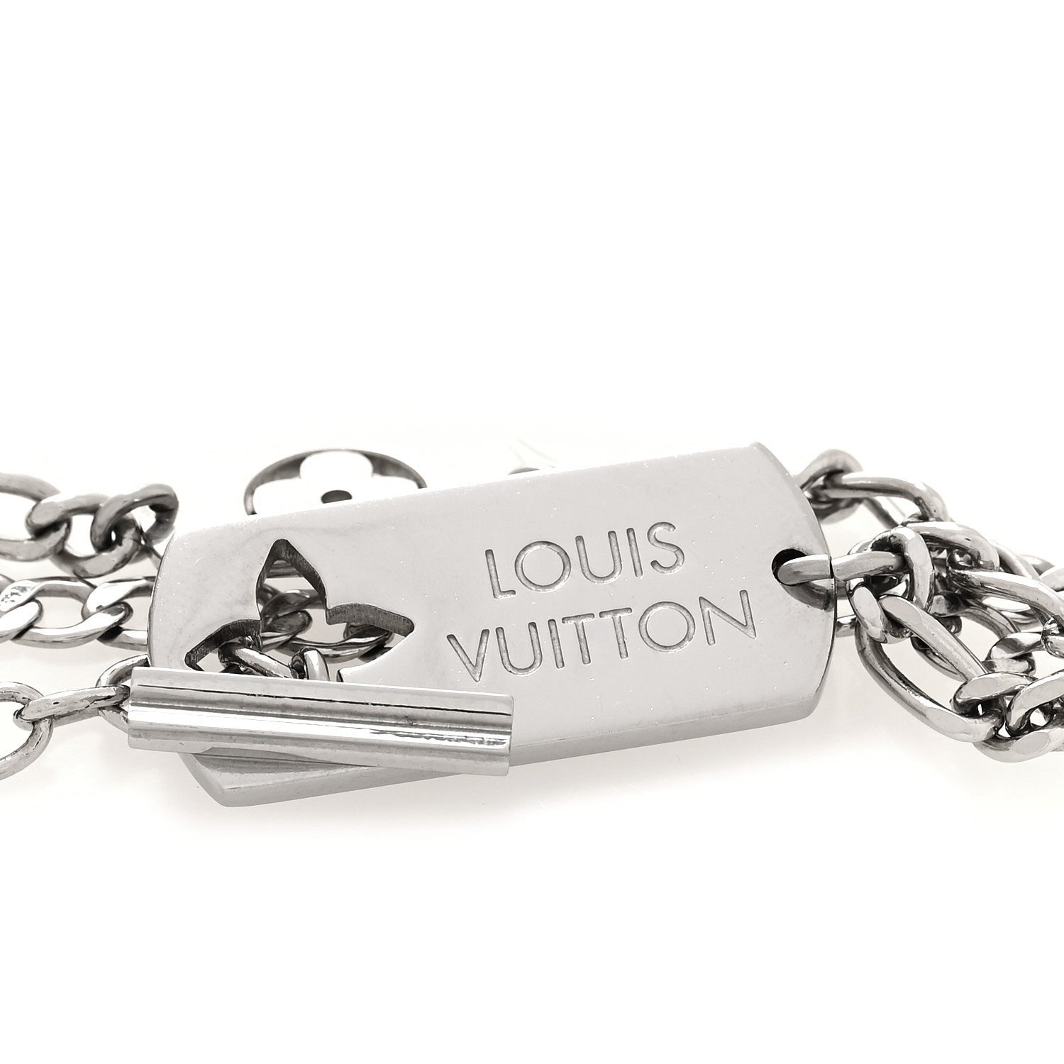 Louis Vuitton Monogram LV Double Chain Bracelet Silver 3 of 6