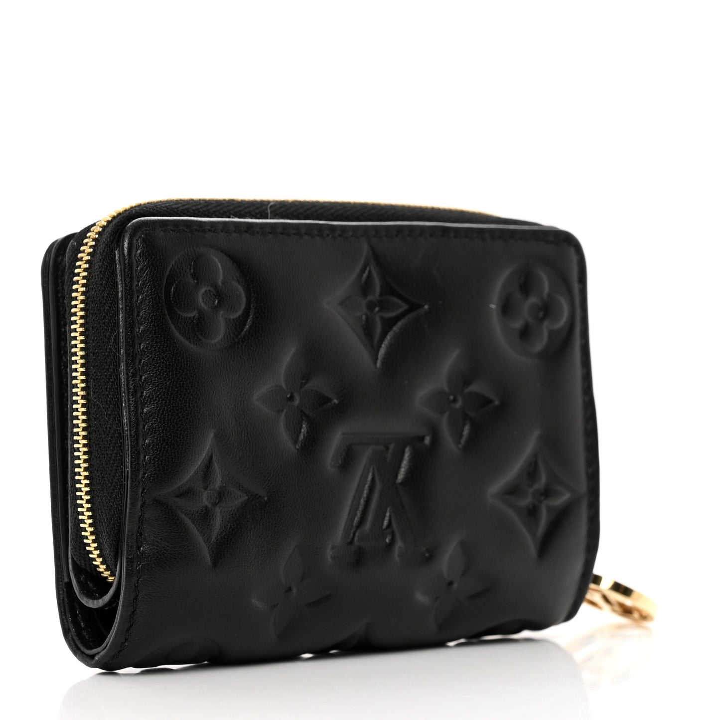 Lambskin Embossed Monogram Lou Coussin Wallet Black