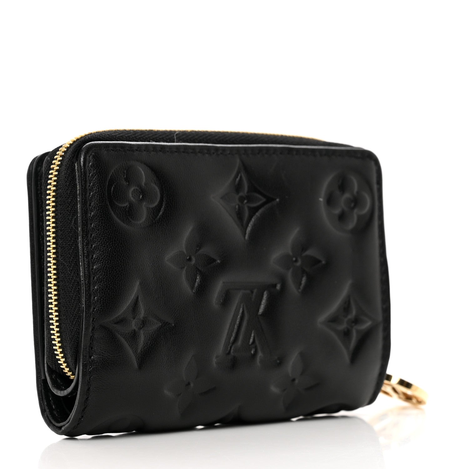 Louis Vuitton Lambskin Embossed Monogram Lou Coussin Wallet Black 3 of 8
