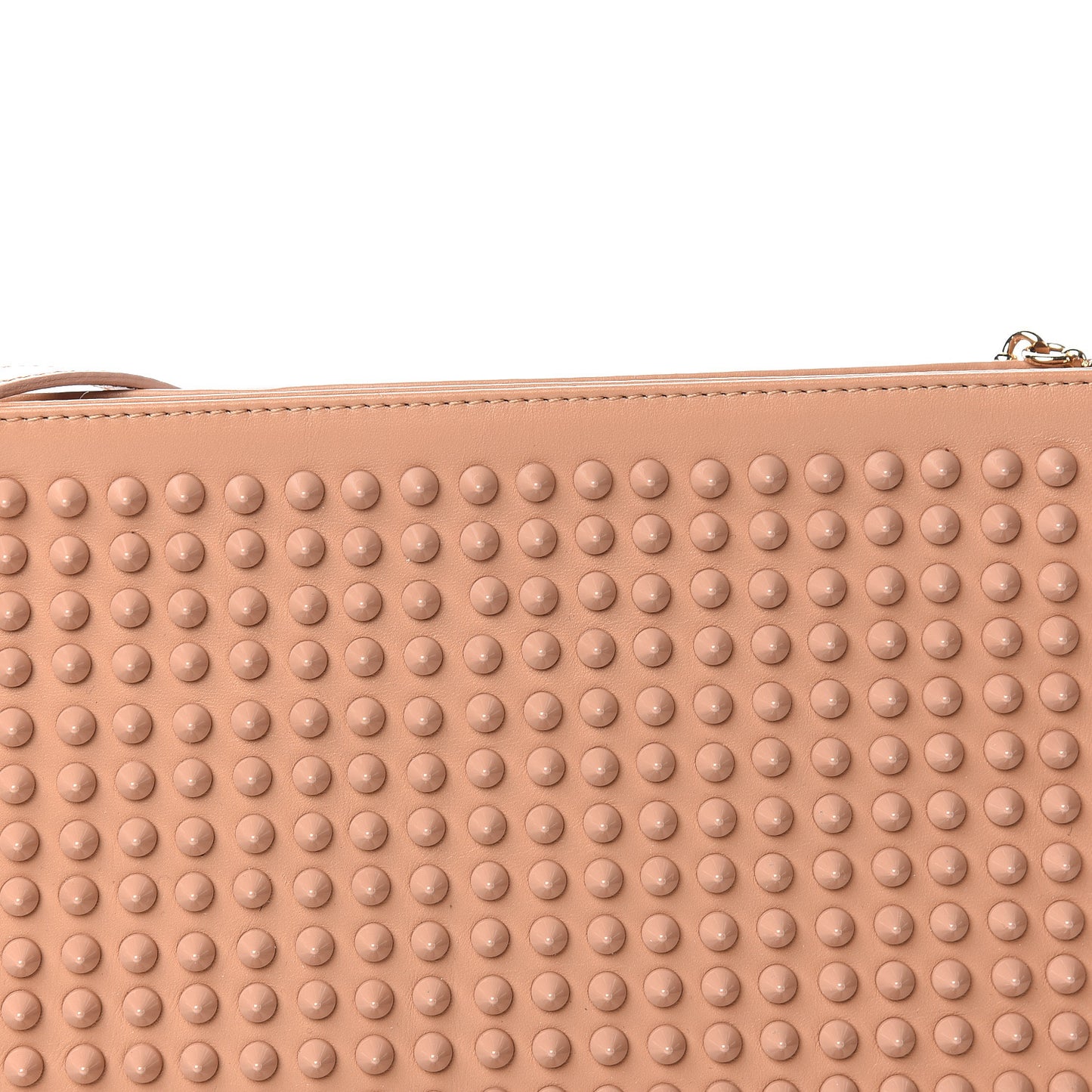Calfskin Studded Loubiposh Chain Clutch Nude