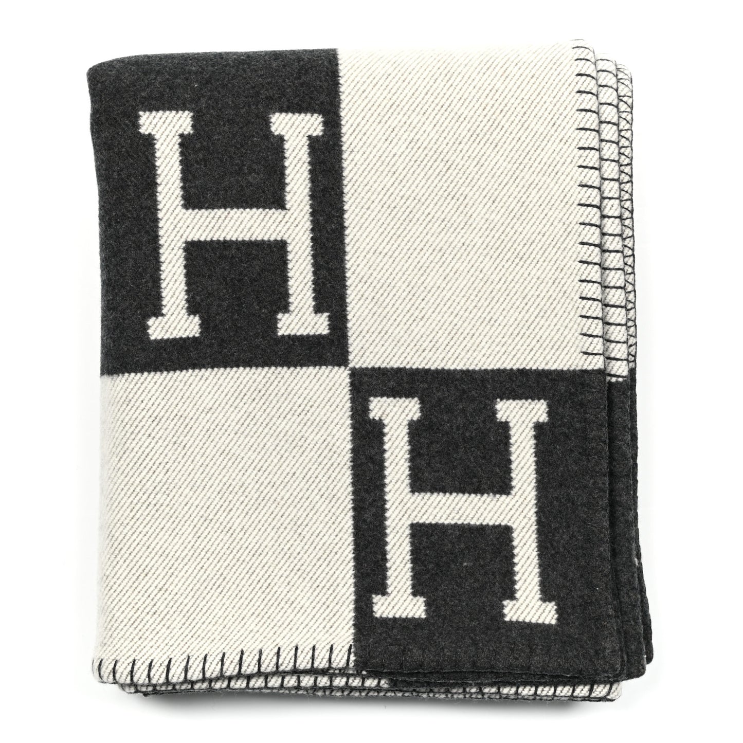 Wool Cashmere Avalon Blanket Ecru Gris Fonce