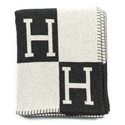 Hermes Wool Cashmere Avalon Blanket Ecru Gris Fonce 1 of 3