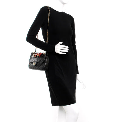 Chanel Lambskin Quilted Medium Cruise Charm Single Flap Black 2 of 7