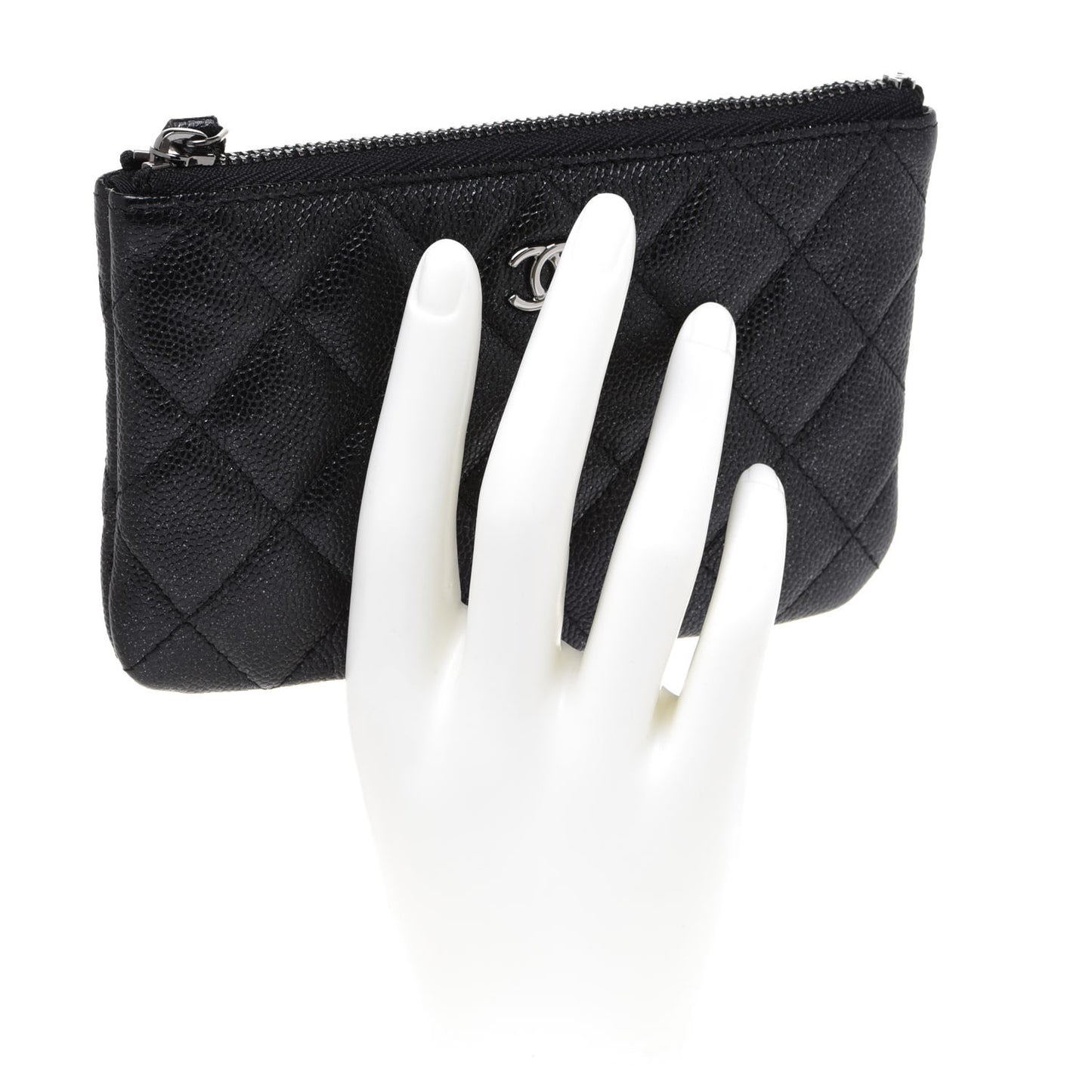 Caviar Quilted Small Cosmetic Case Black