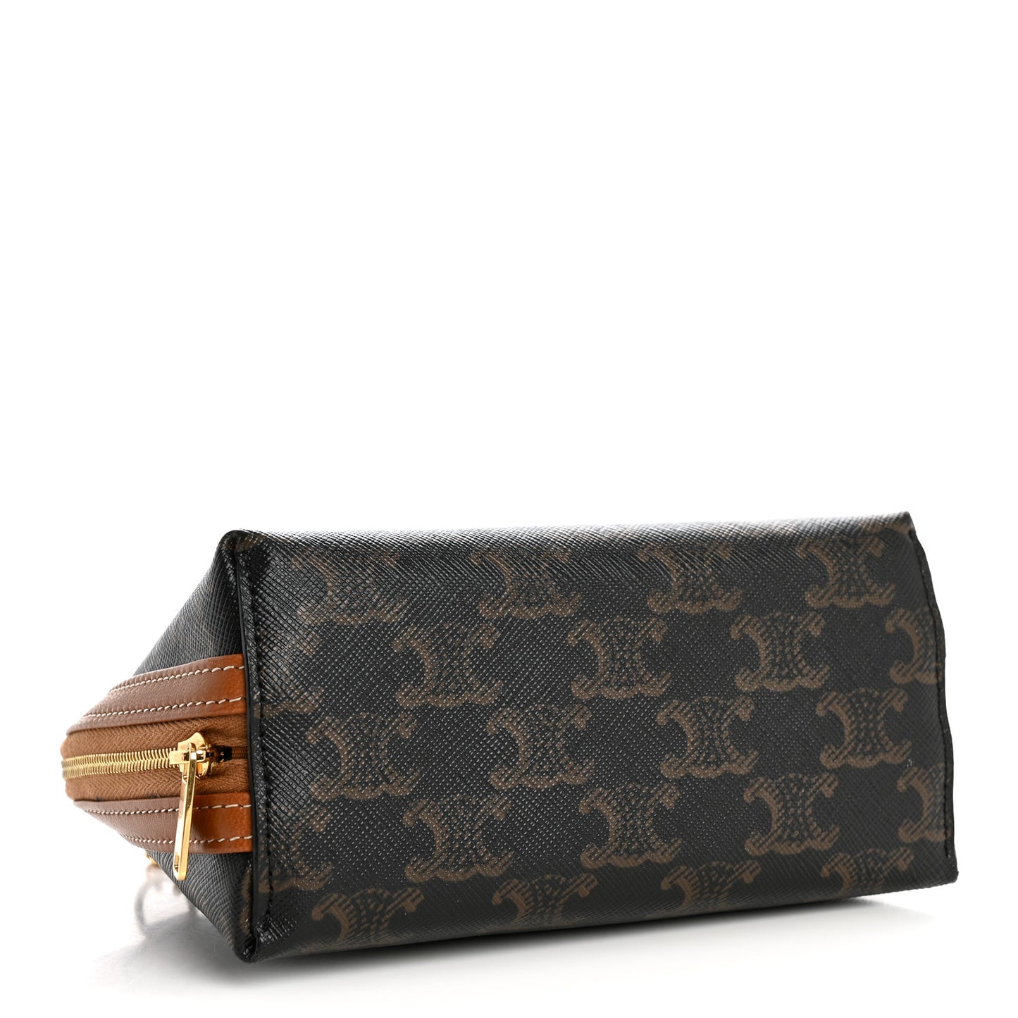 Triomphe Canvas Lambskin Clutch On Chain Tan