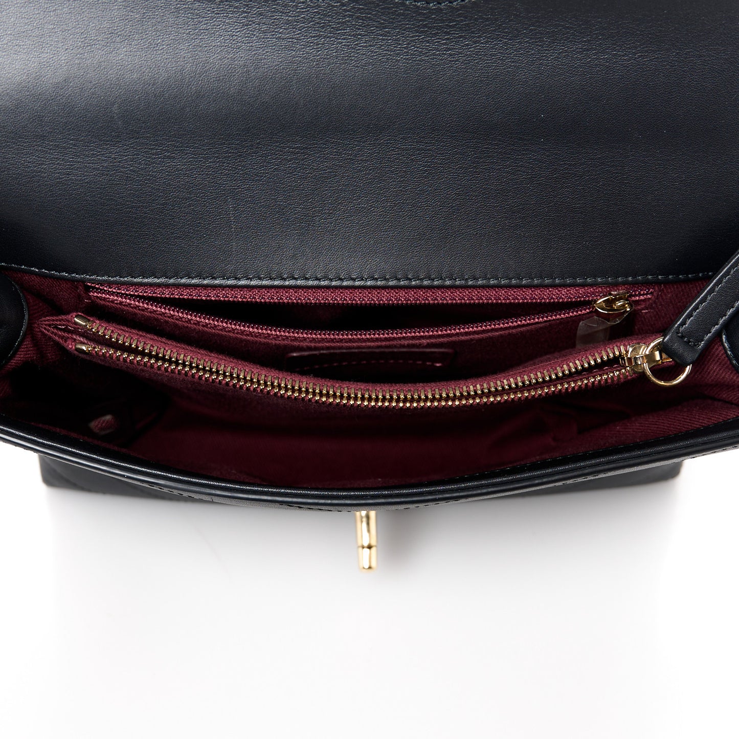 Calfskin Chevron Stitched Small Coco Flap Bag Black