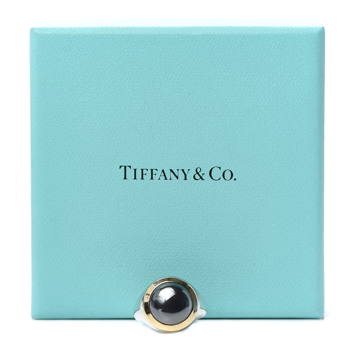 Sterling Silver 18K Yellow Gold Hematite Ring 48 4.5