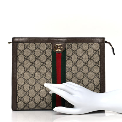 Gucci GG Supreme Monogram Web Ophidia Pouch Brown 2 of 11