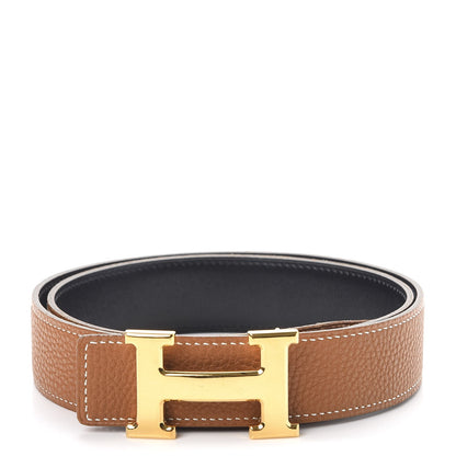 Hermes Box Togo 24mm Mini H Belt Black Gold 1 of 9
