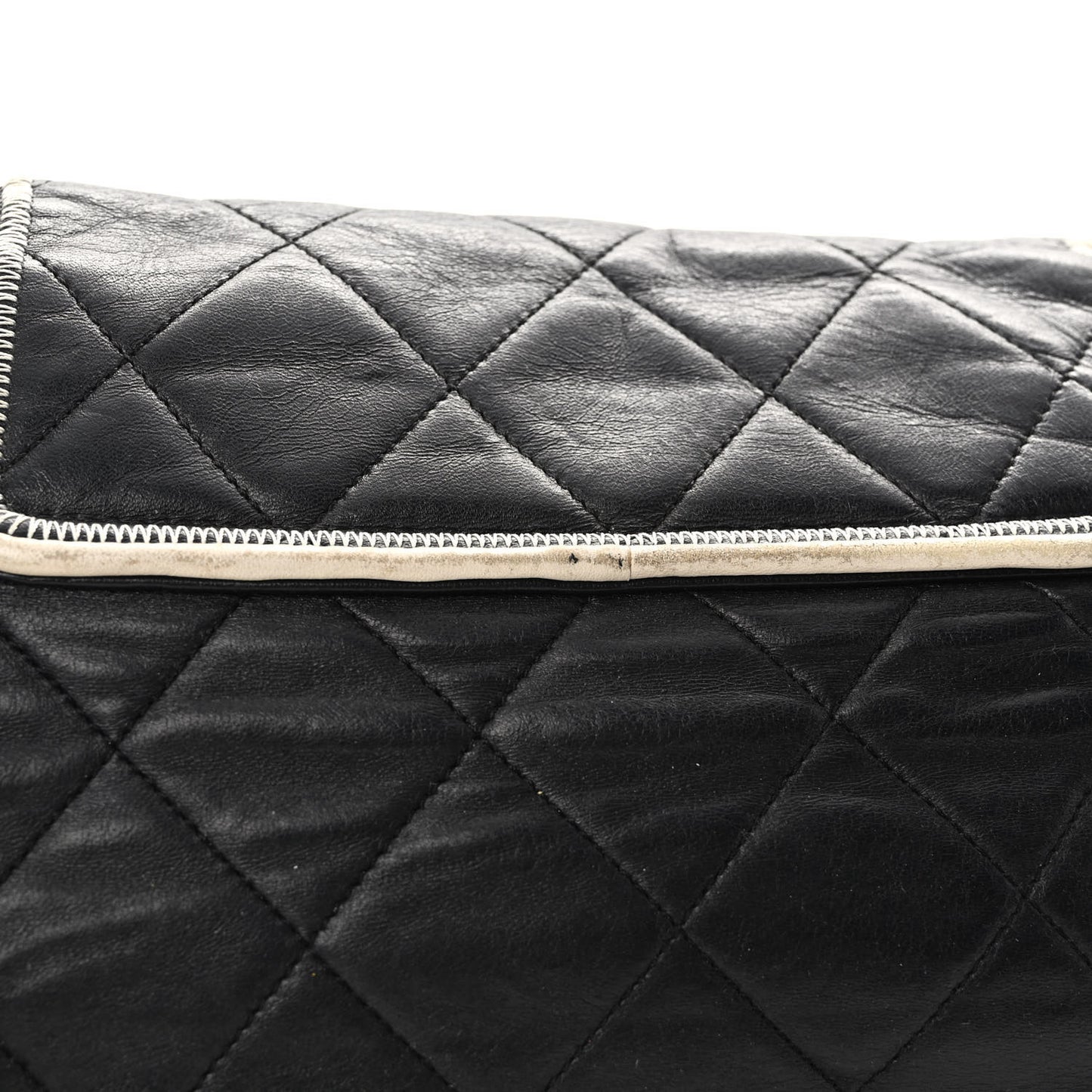 Lambskin Quilted East West Accordion Flap Black