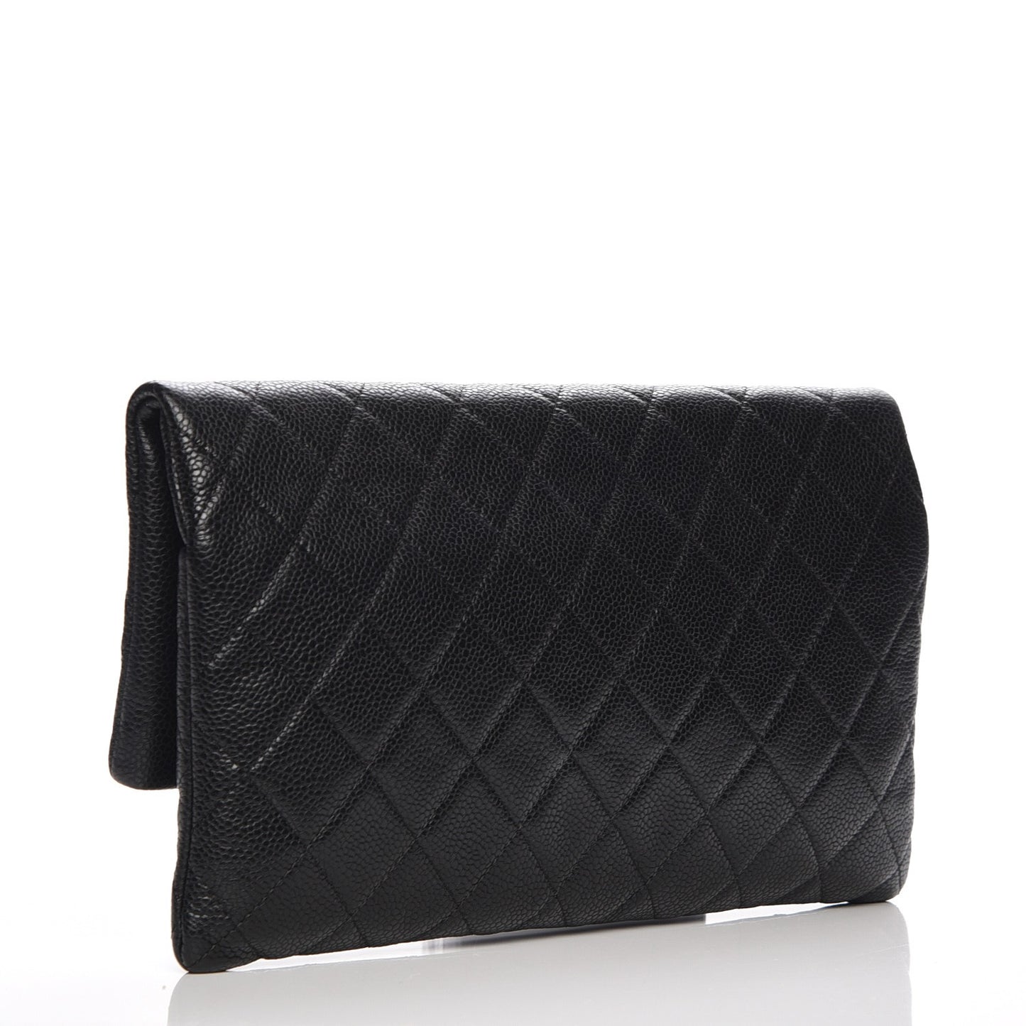 Caviar Quilted CC Beauty Clutch Black