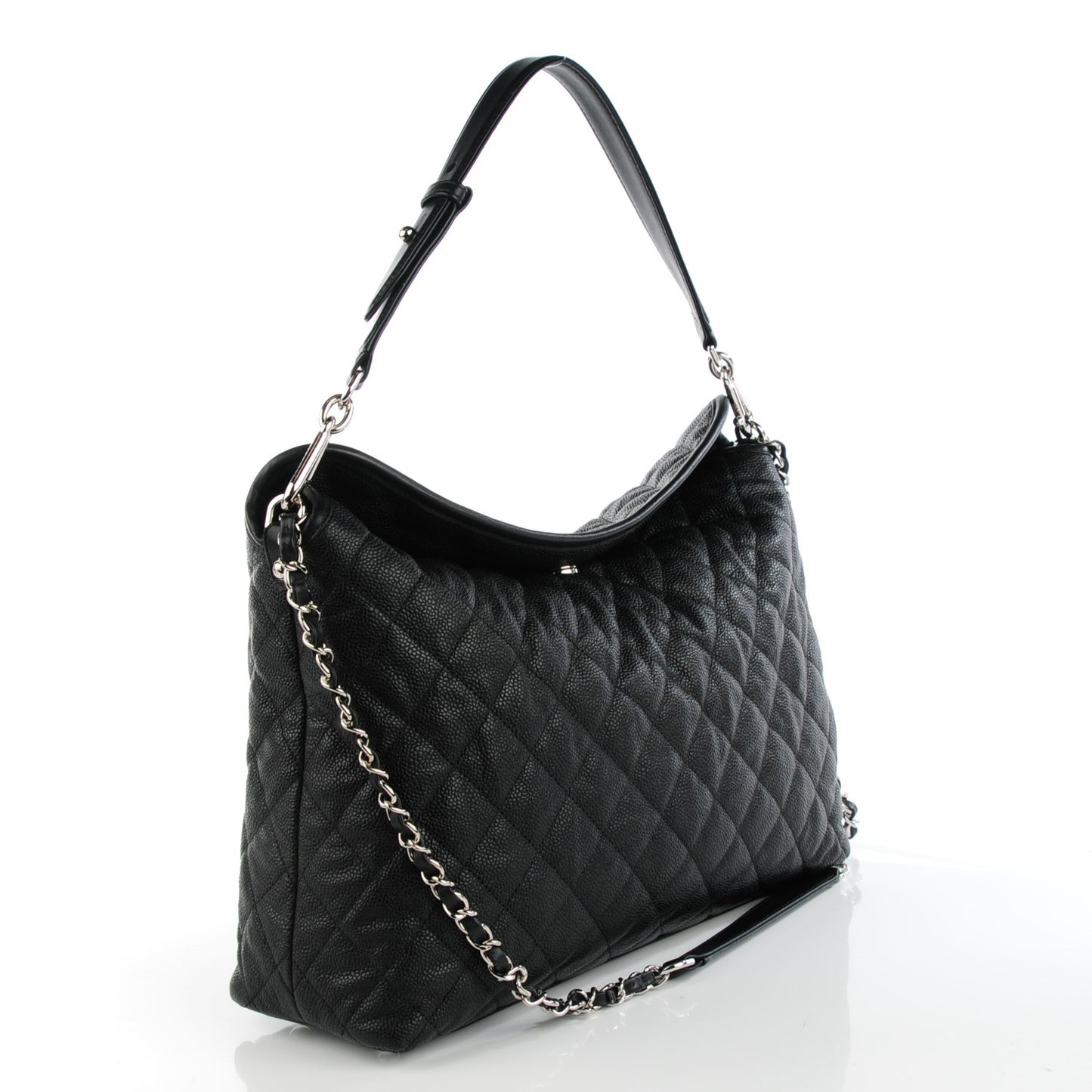 Caviar Quilted French Riviera Hobo Black