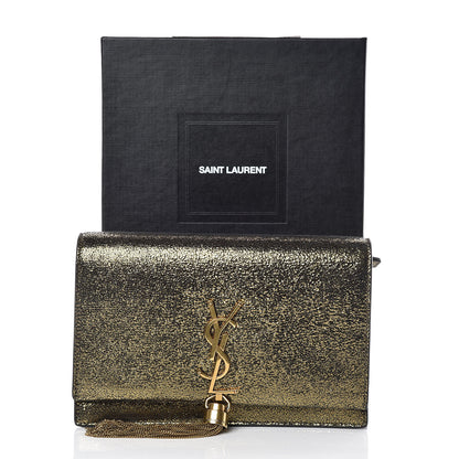 Saint Laurent Metallic Calfskin Classic Monogram Kate Tassel Satchel Gold 10 of 10