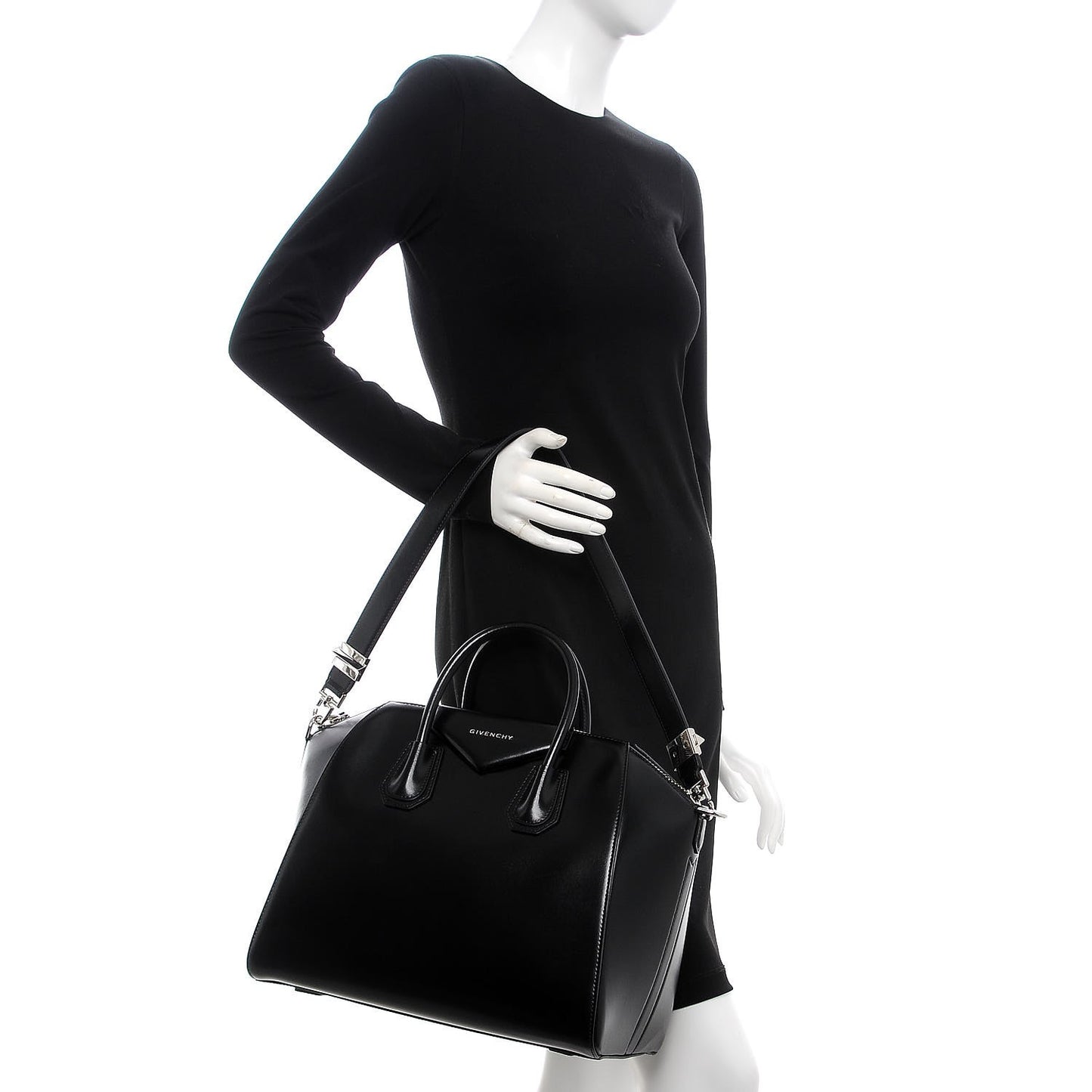 Shiny Lord Calfskin Medium Antigona Black
