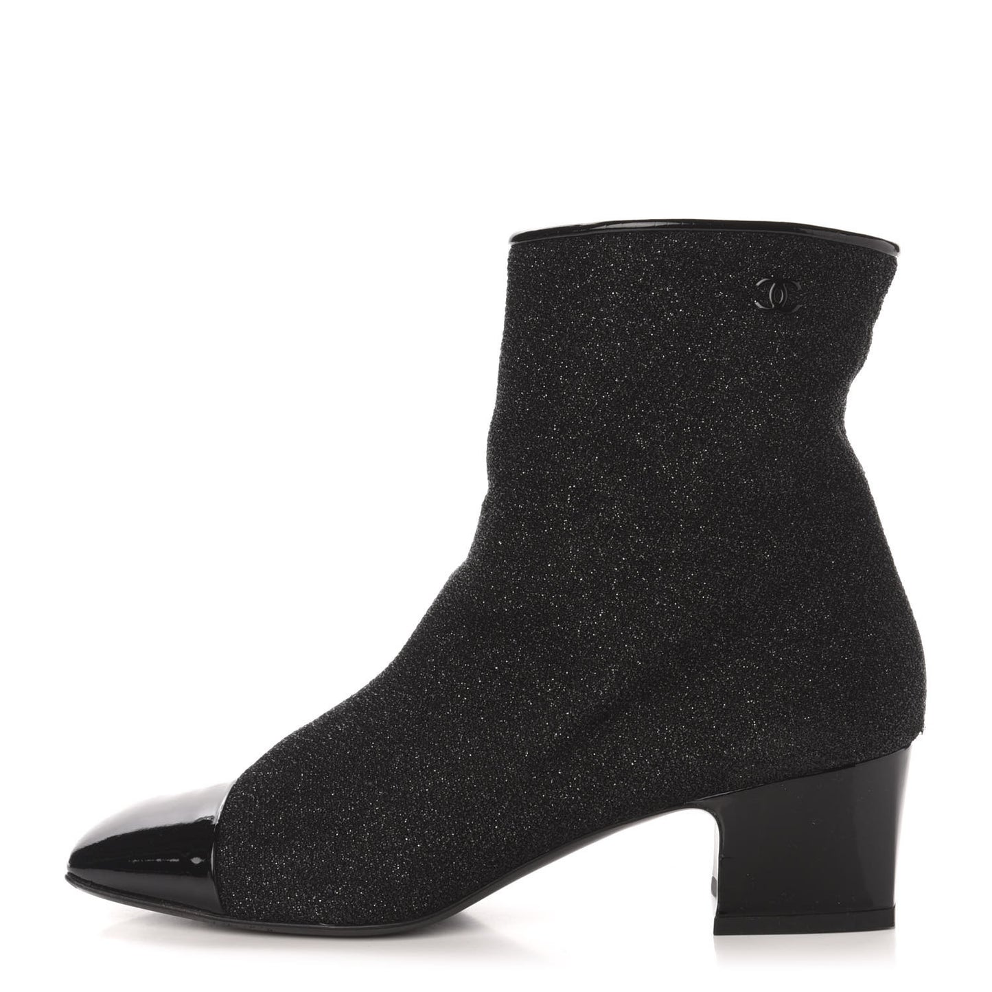 Glitter Patent Cap Toe Short Boots 40.5 Black