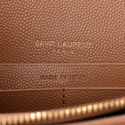 Saint Laurent Grain De Poudre Matelasse Chevron Monogram Envelope Chain Wallet Vintage Peach 5 of 9