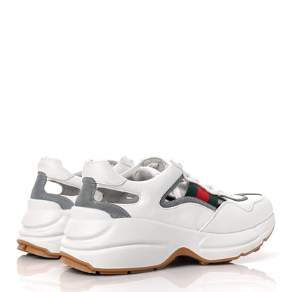 Gucci Demetra Web Womens Rhyton Cut Out Sneakers 39.5 Great White Grey 4 of 8