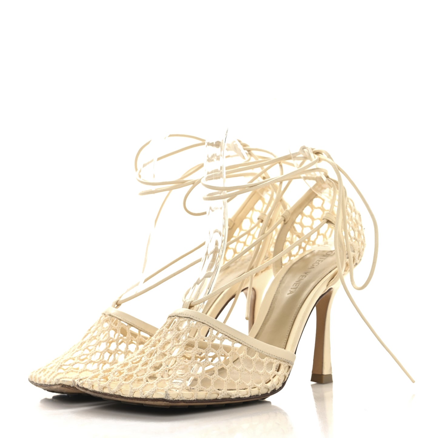 Mesh Nappa Stretch Ankle Tie Sandals 36 Toile