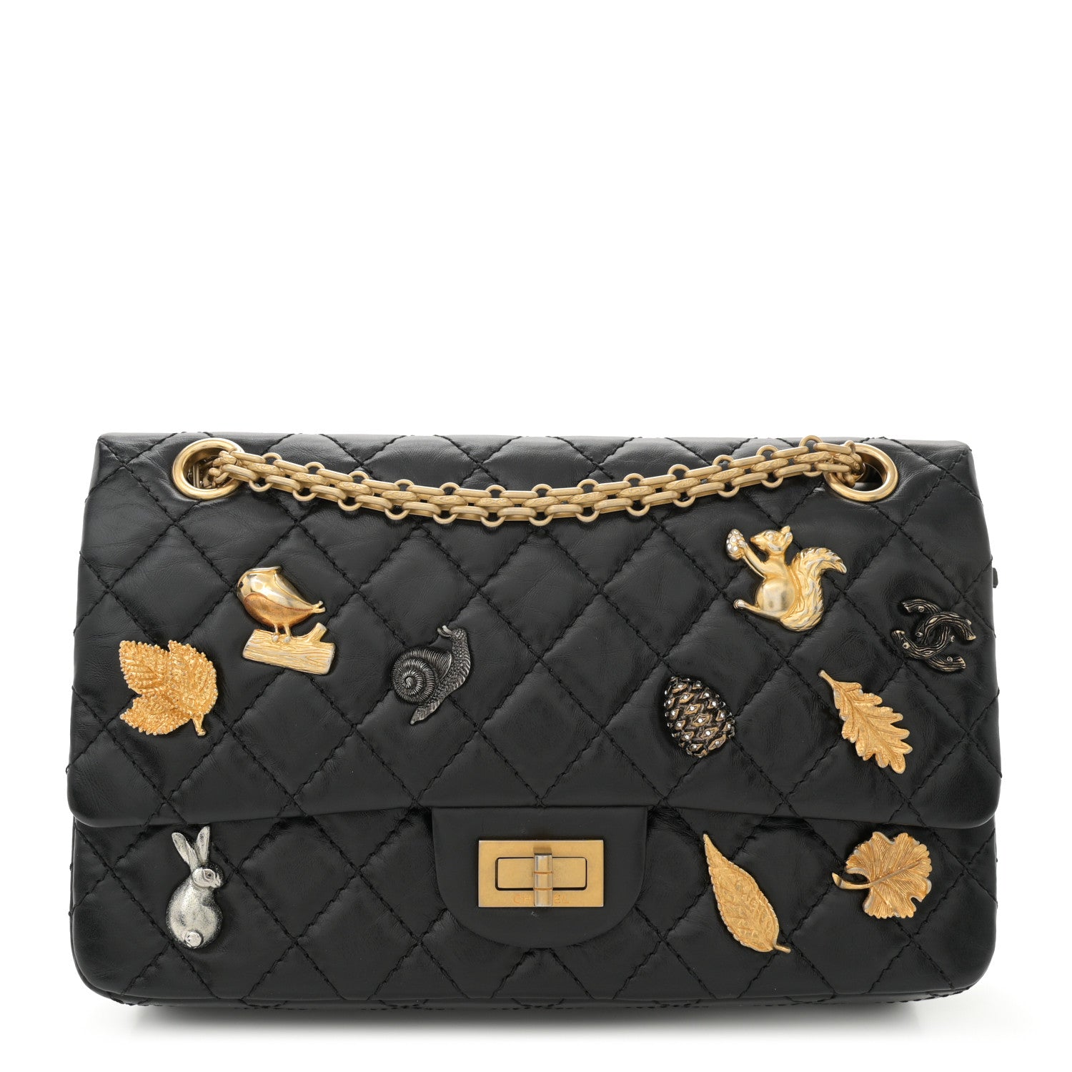 Chanel Aged Calfskin Lucky Charms 2.55 Reissue 225 Flap Black 1 of 11