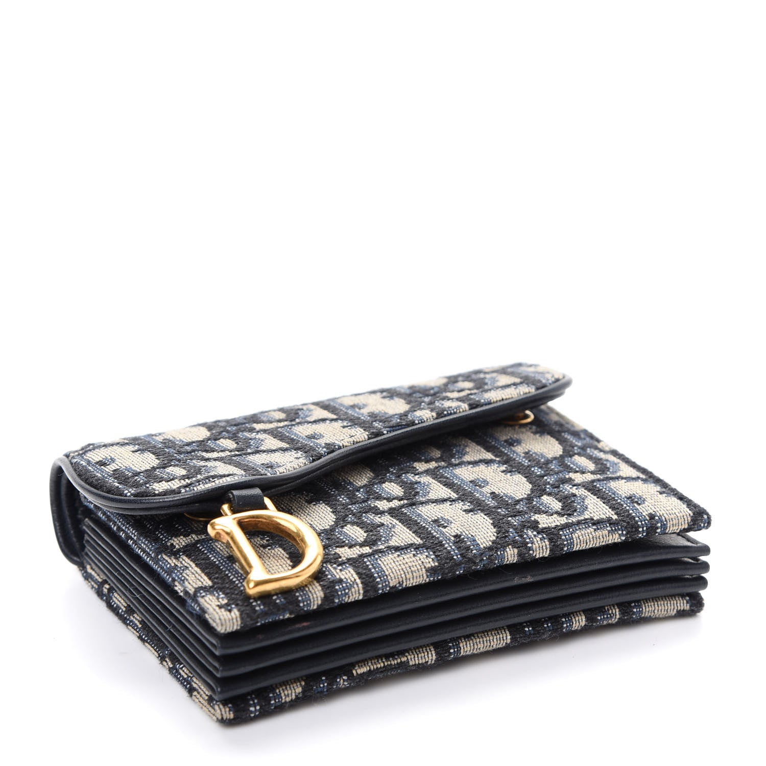 Christian Dior Oblique Saddle Card Holder Blue 4 of 7