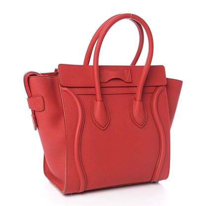 Celine Drummed Calfskin Micro Luggage Red 3 of 10