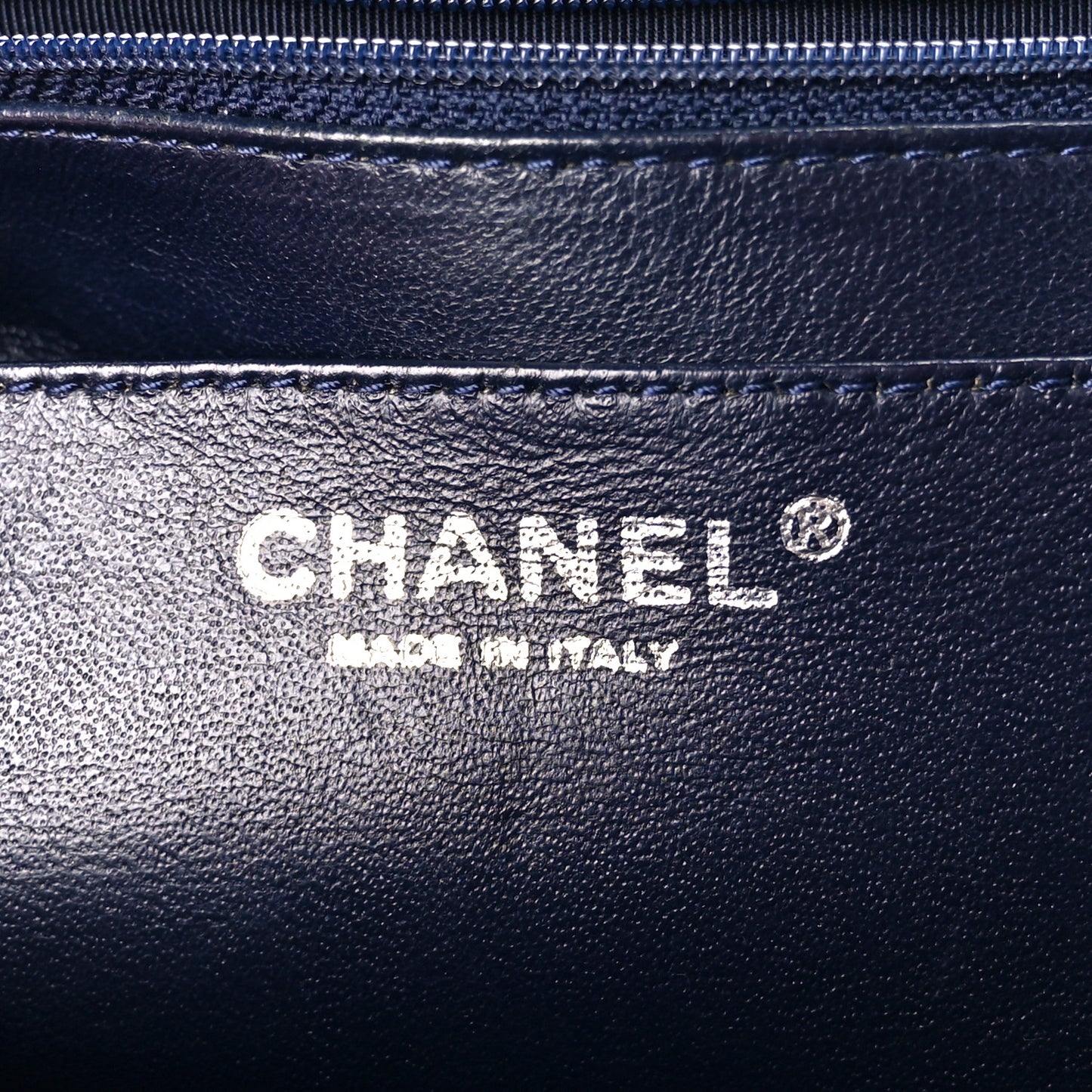 Lambskin Quilted Jumbo Single Flap Navy