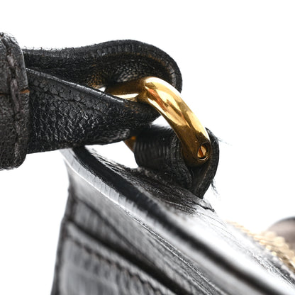 Saint Laurent Calfskin Lizard Embossed Small Cabas ChYc Black 15 of 15