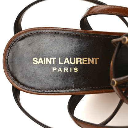 Saint Laurent Calfskin Cassandra 105 Espadrille Wedges 41 Bruciato 7 of 9
