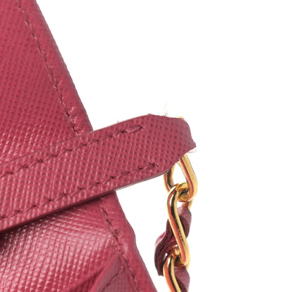 Prada Saffiano Metal Oro Chain Wallet Ibisco 14 of 20