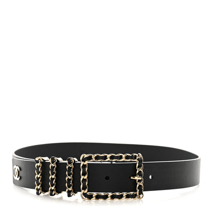 Chanel Lambskin Chain Square Buckle Belt 75 30 Black 1 of 7