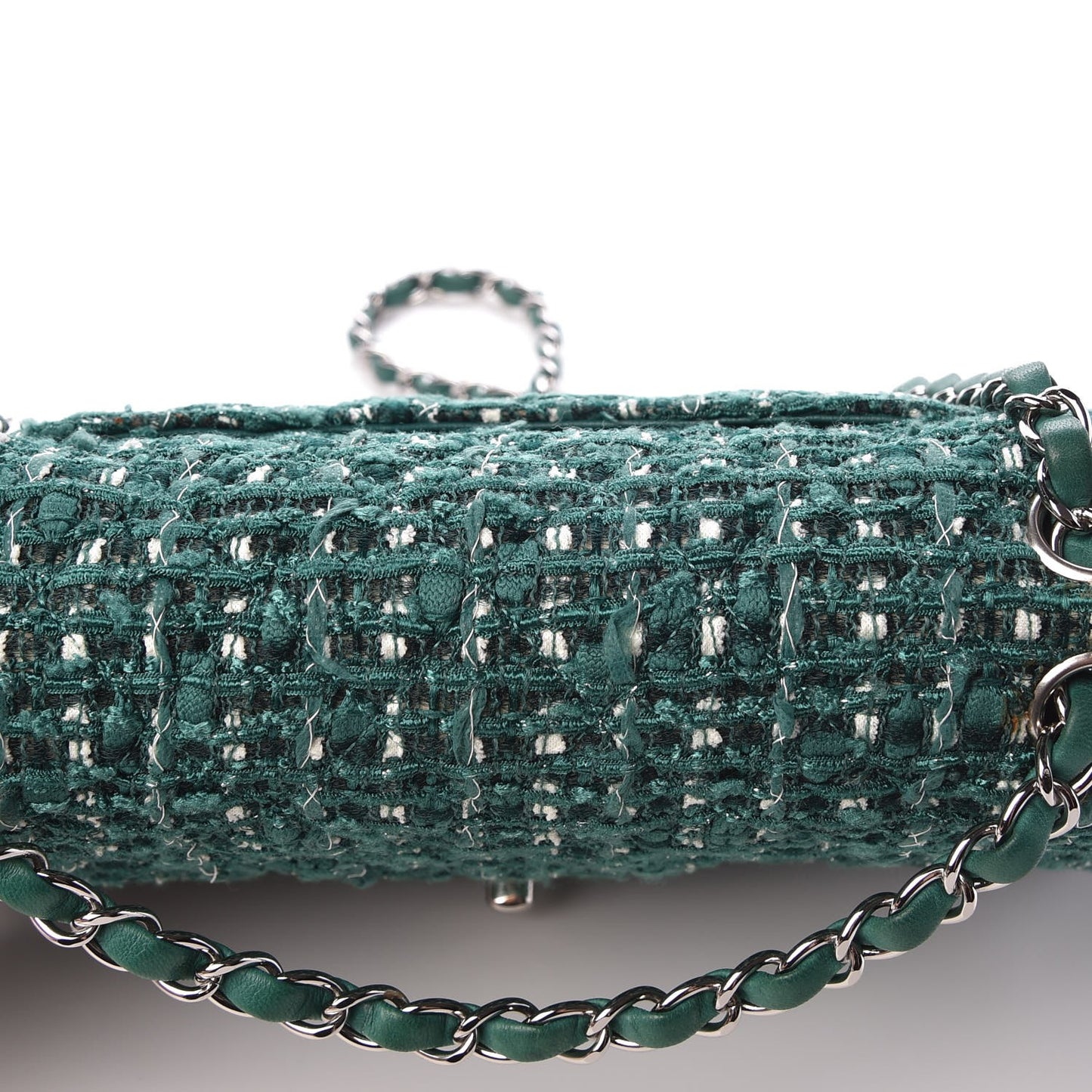 Tweed Quilted Medium Double Flap Green