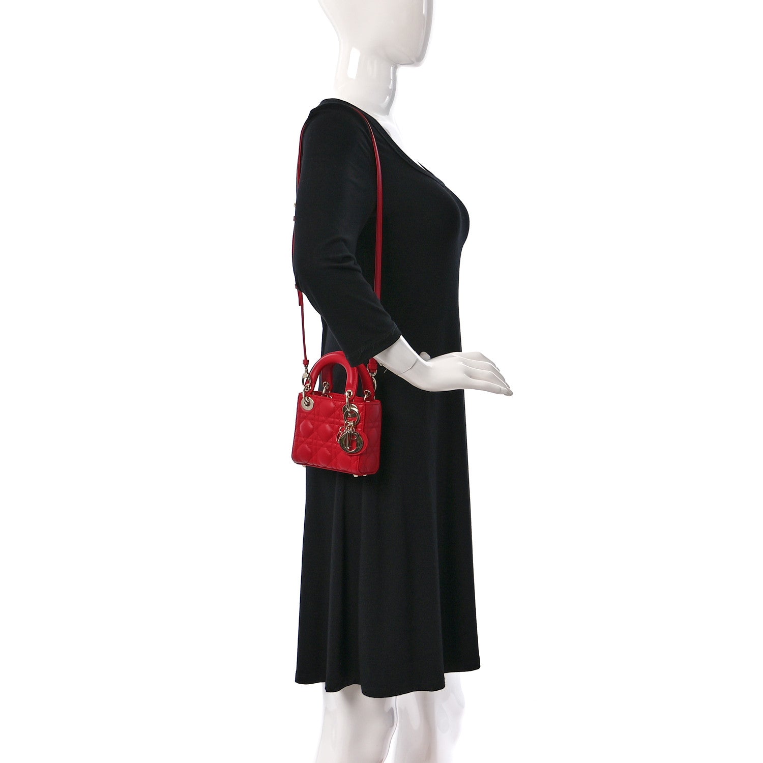 Christian Dior Lambskin Cannage Micro Lady Dior Red 3 of 10