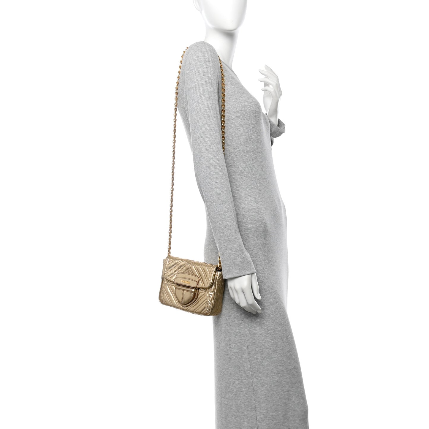 Metallic Nappa Mosaico Pattina Crossbody Platino