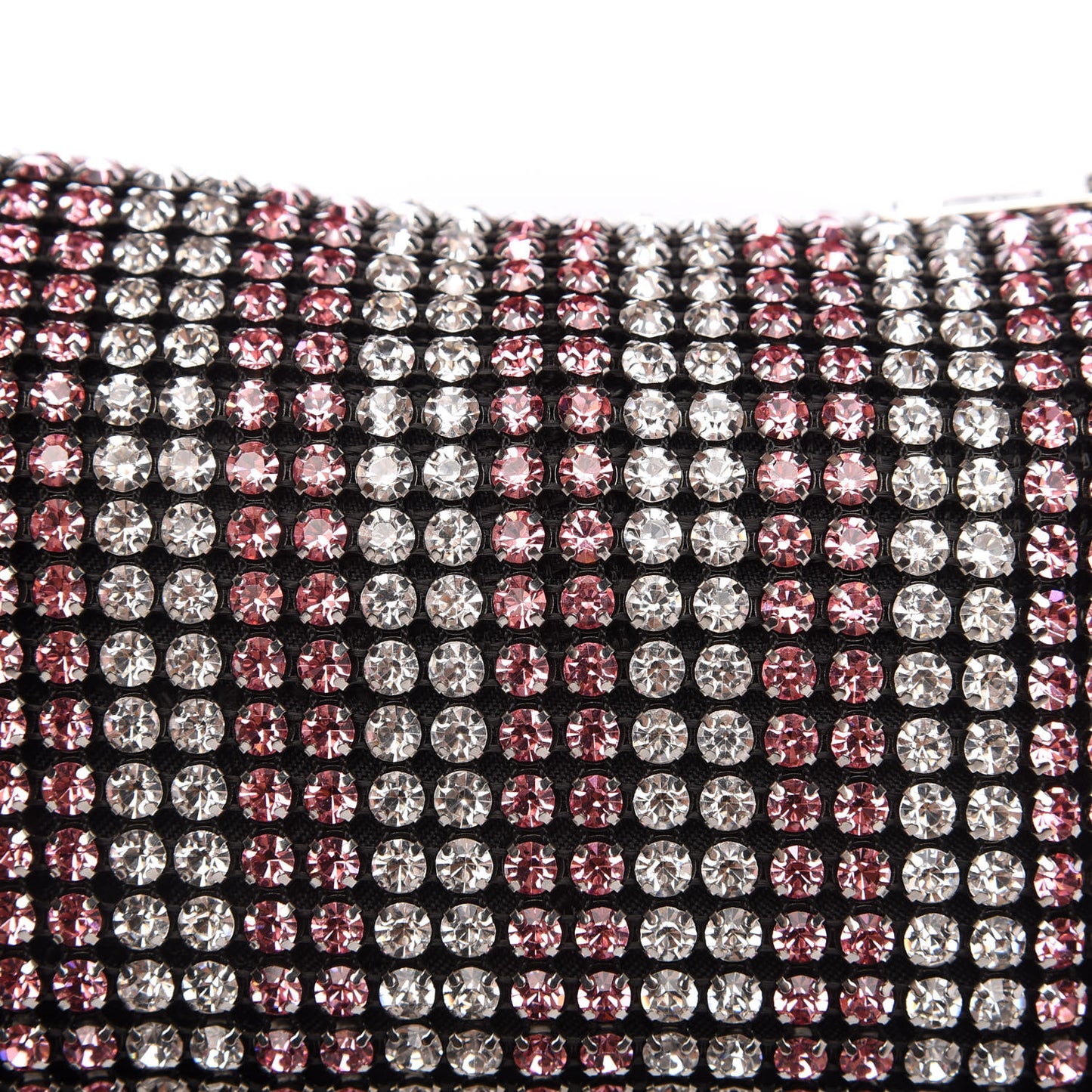 Mesh Crystal Rhinestone Mini Heiress Pouch Pink Silver