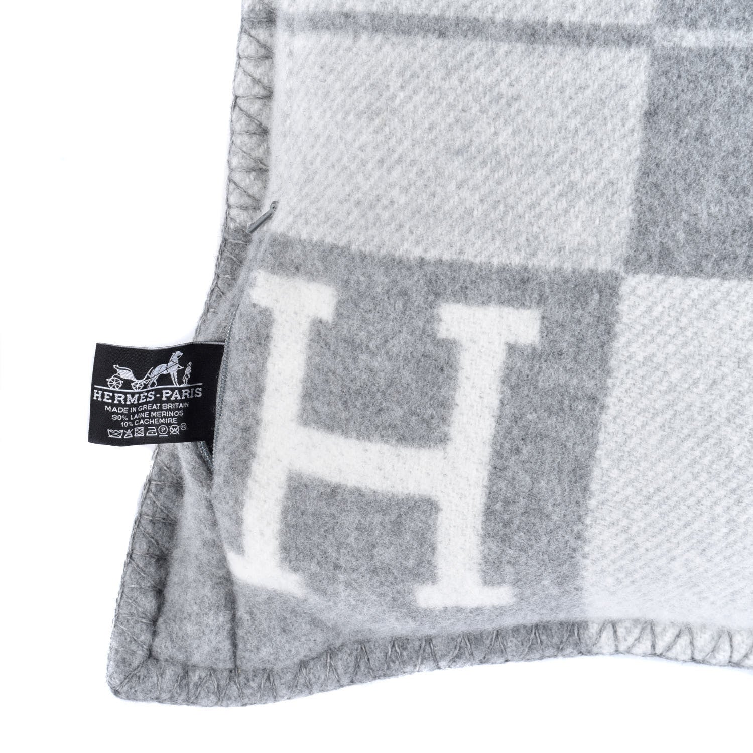Hermes Wool Cashmere Avalon III Pillow PM Ecru Gris Clair 3 of 3