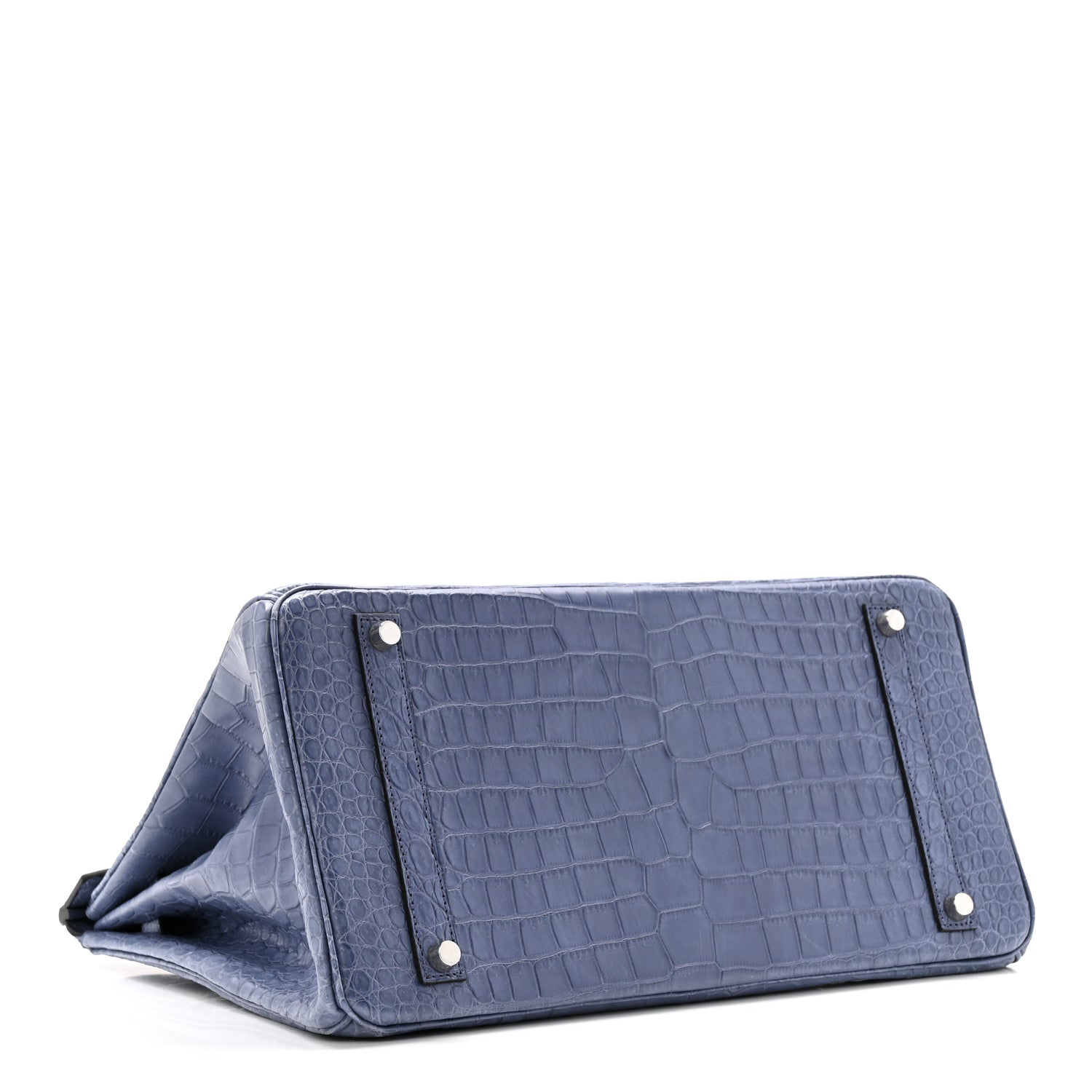 Hermes Matte Porosus Crocodile 18K White Gold Diamond Birkin 35 Bleu Brighton 4 of 26