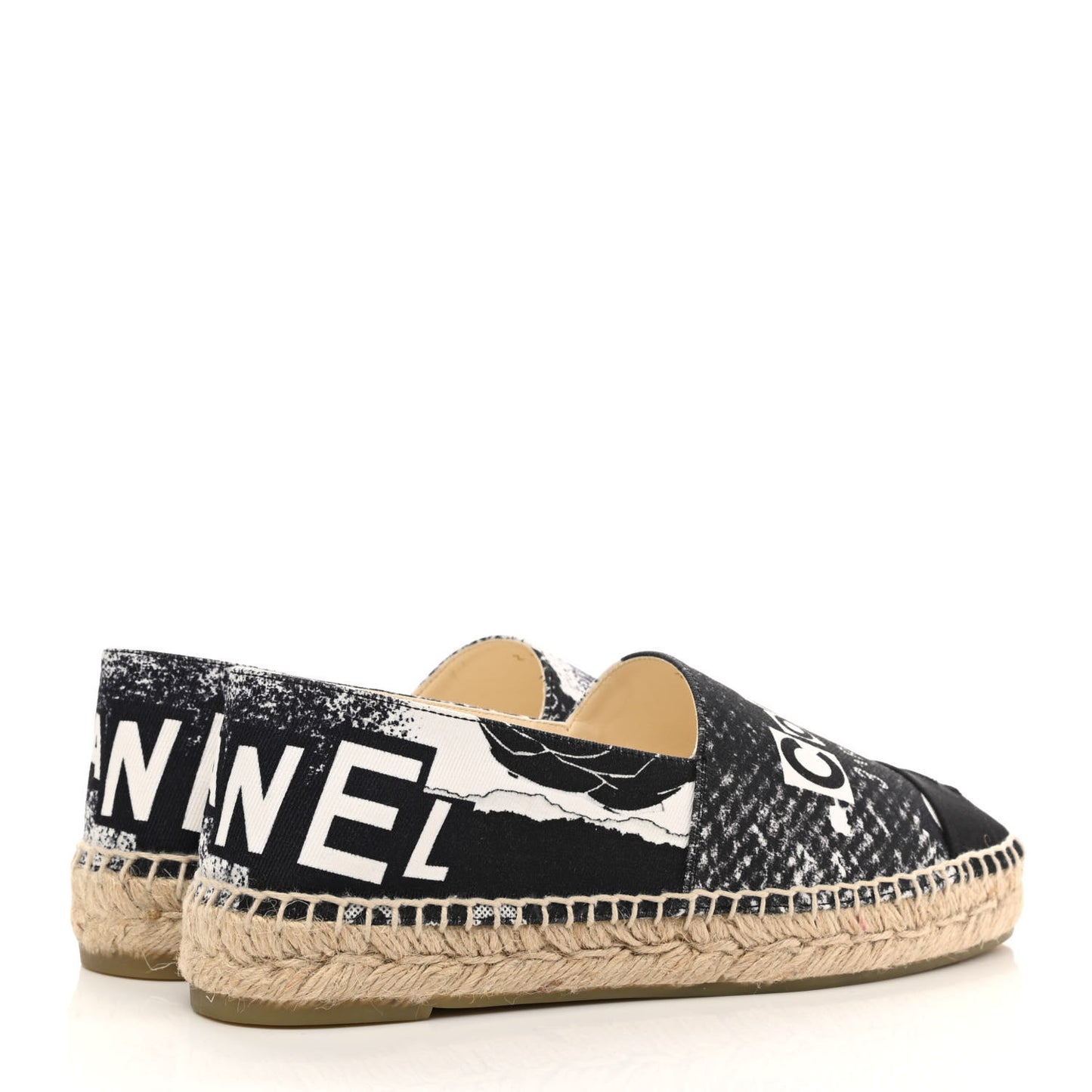Printed Canvas Grosgrain 31 Rue Cambon Espadrilles 38 Black White