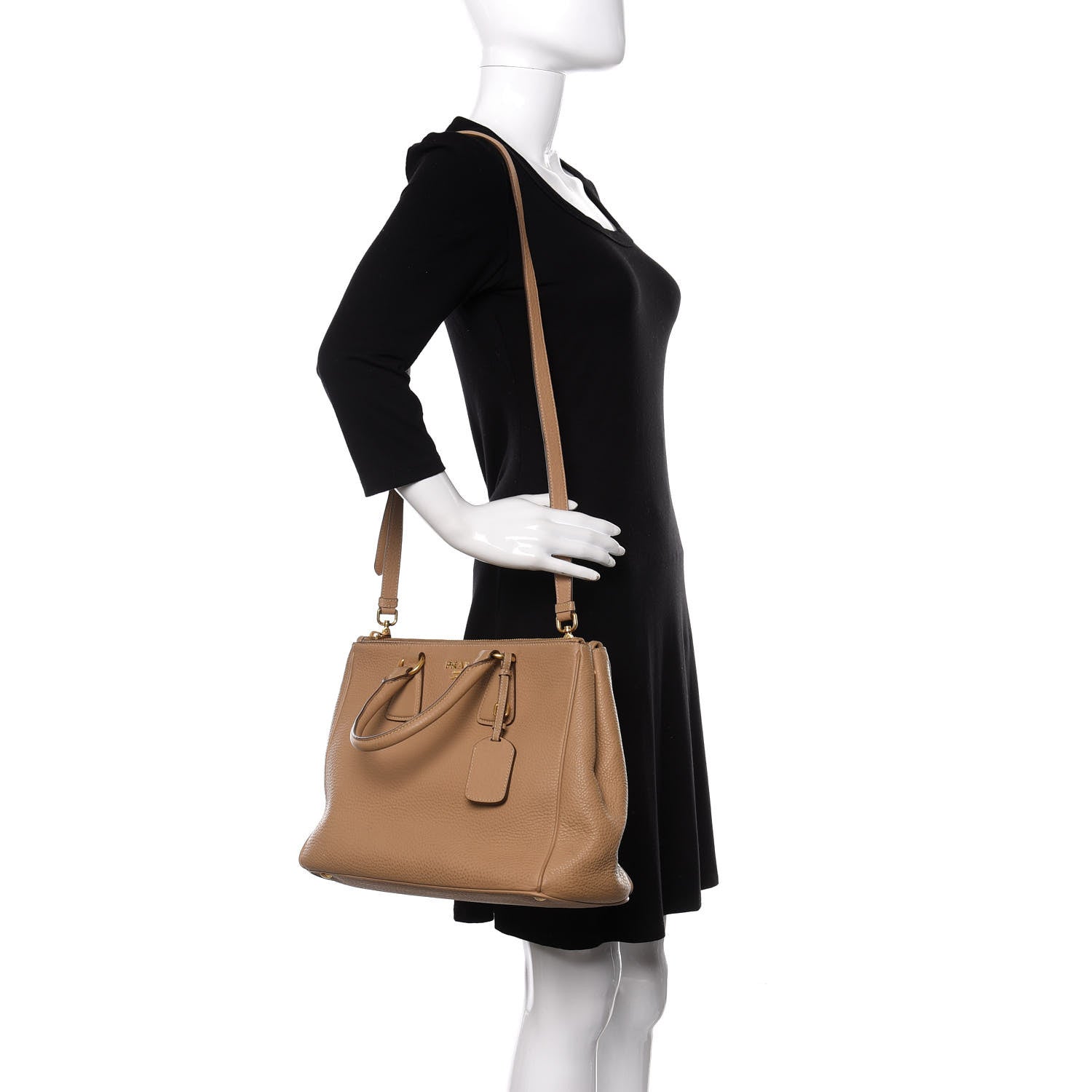 Prada Vitello Daino Zip Tote Sughero 2 of 12