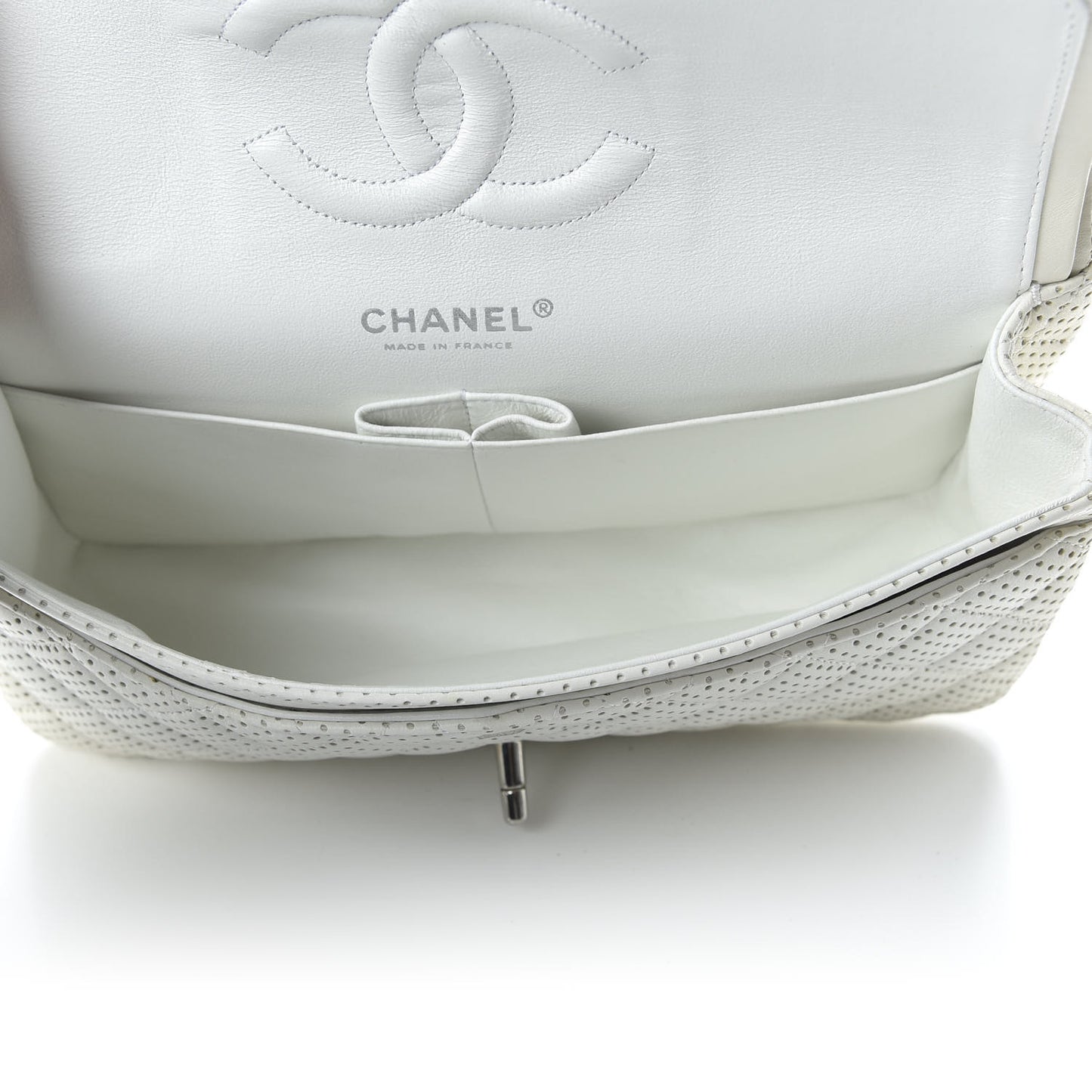 Lambskin Perforated Medium Double Flap White