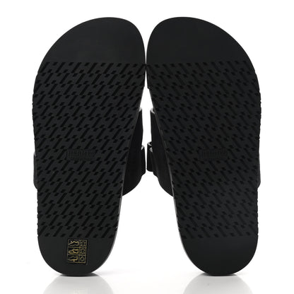 Hermes Suede Goatskin Womens Chypre Sandals 37.5 Black 5 of 7