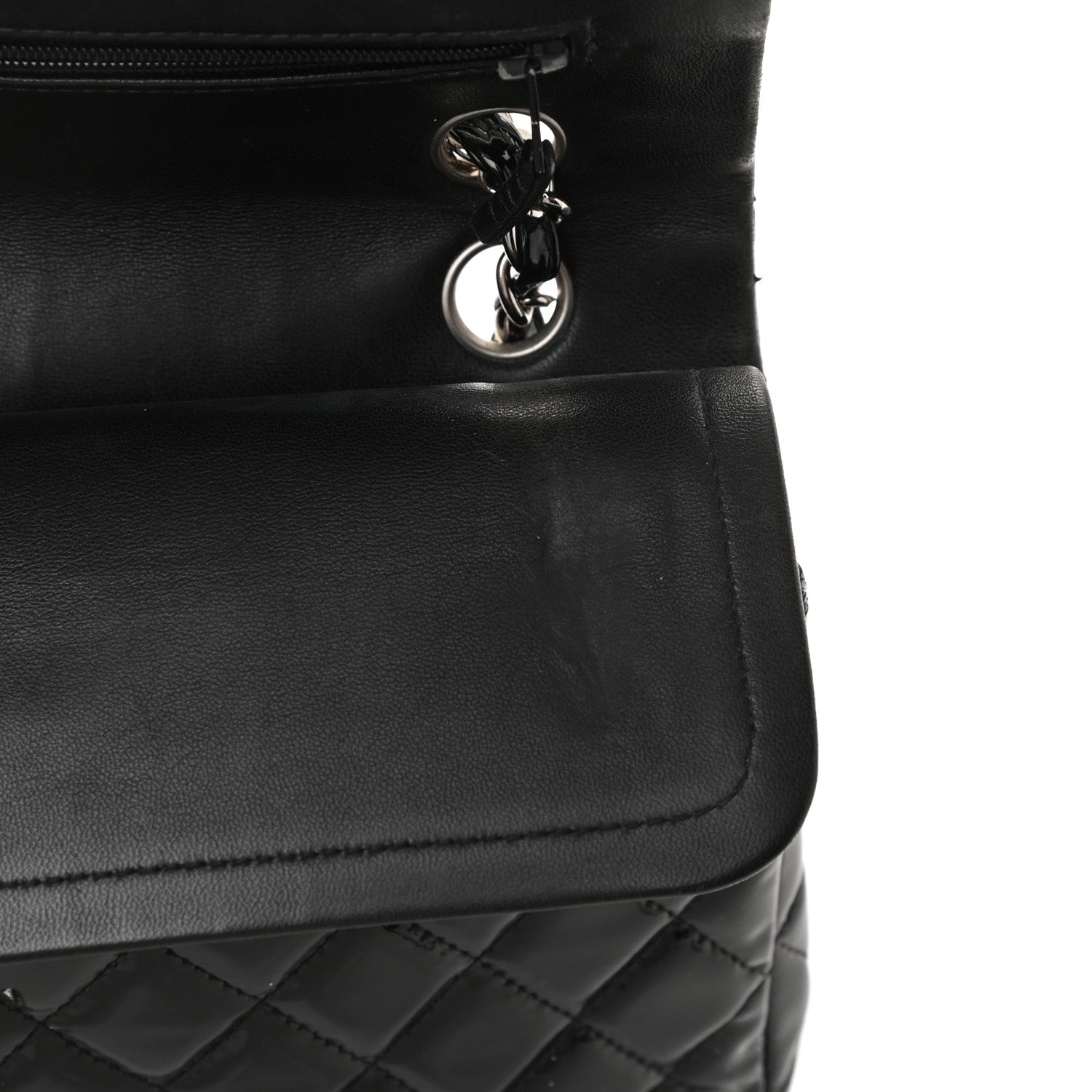 Chanel Patent Quilted Medium Double Flap Black 12 of 17