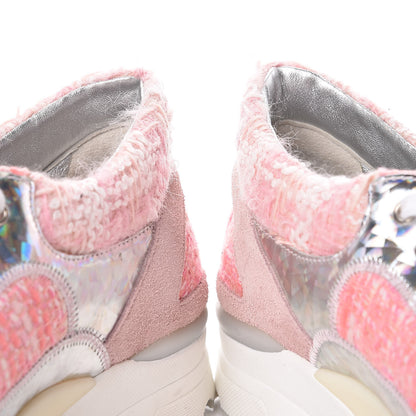 Chanel Tweed Suede Calfskin Sneakers 36 Silver Pink 12 of 12