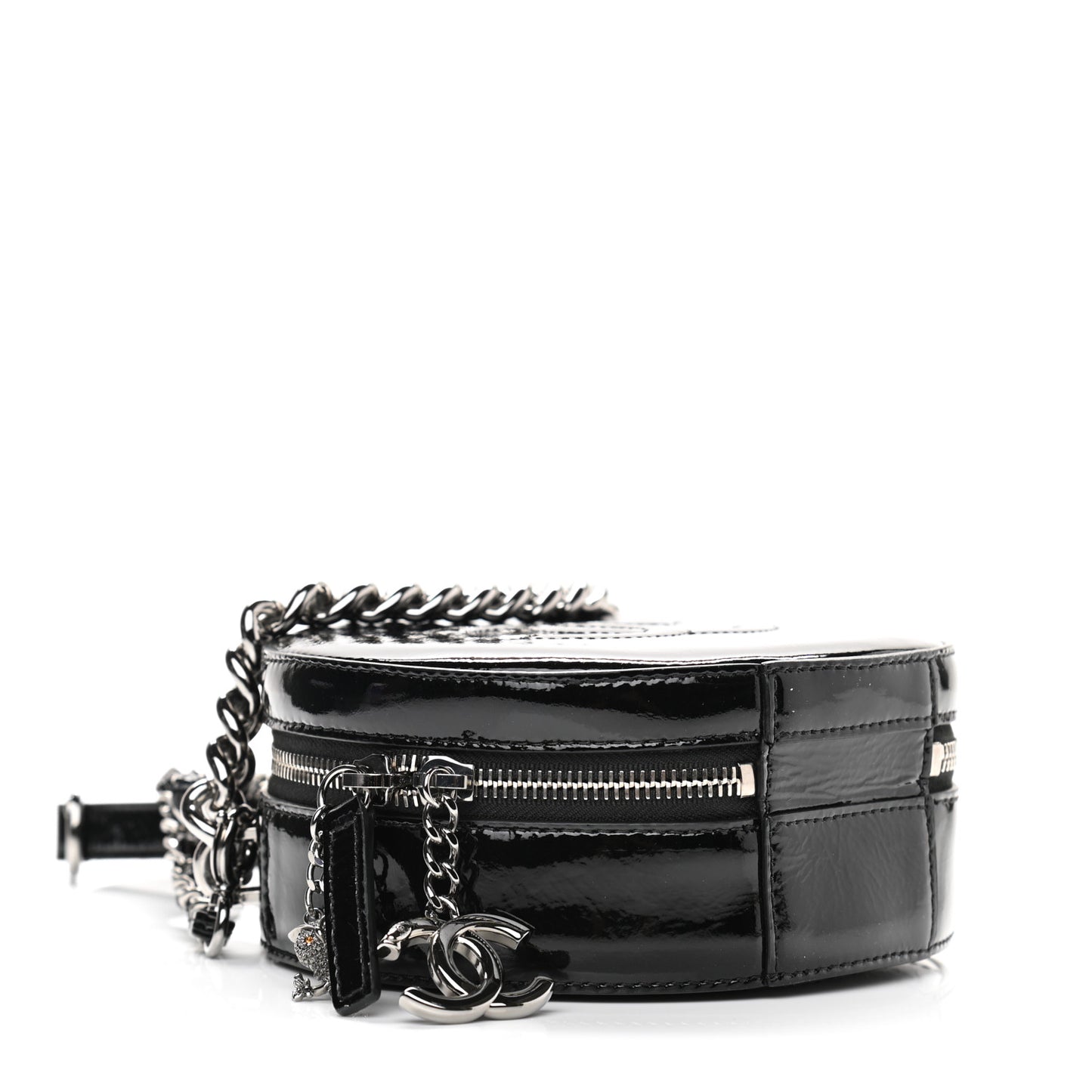 Patent Round As Earth Evening Bag Black
