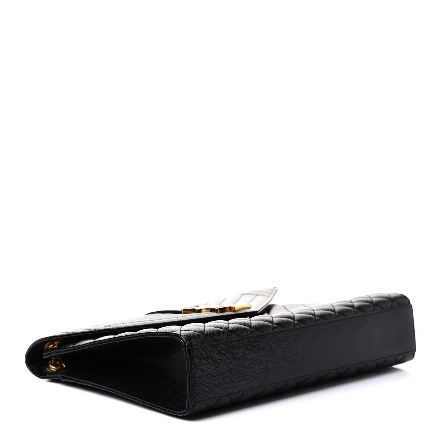 Saint Laurent Grain De Poudre Textured Mixed Matelasse Large Triquilt Monogram Satchel Black 4 of 10