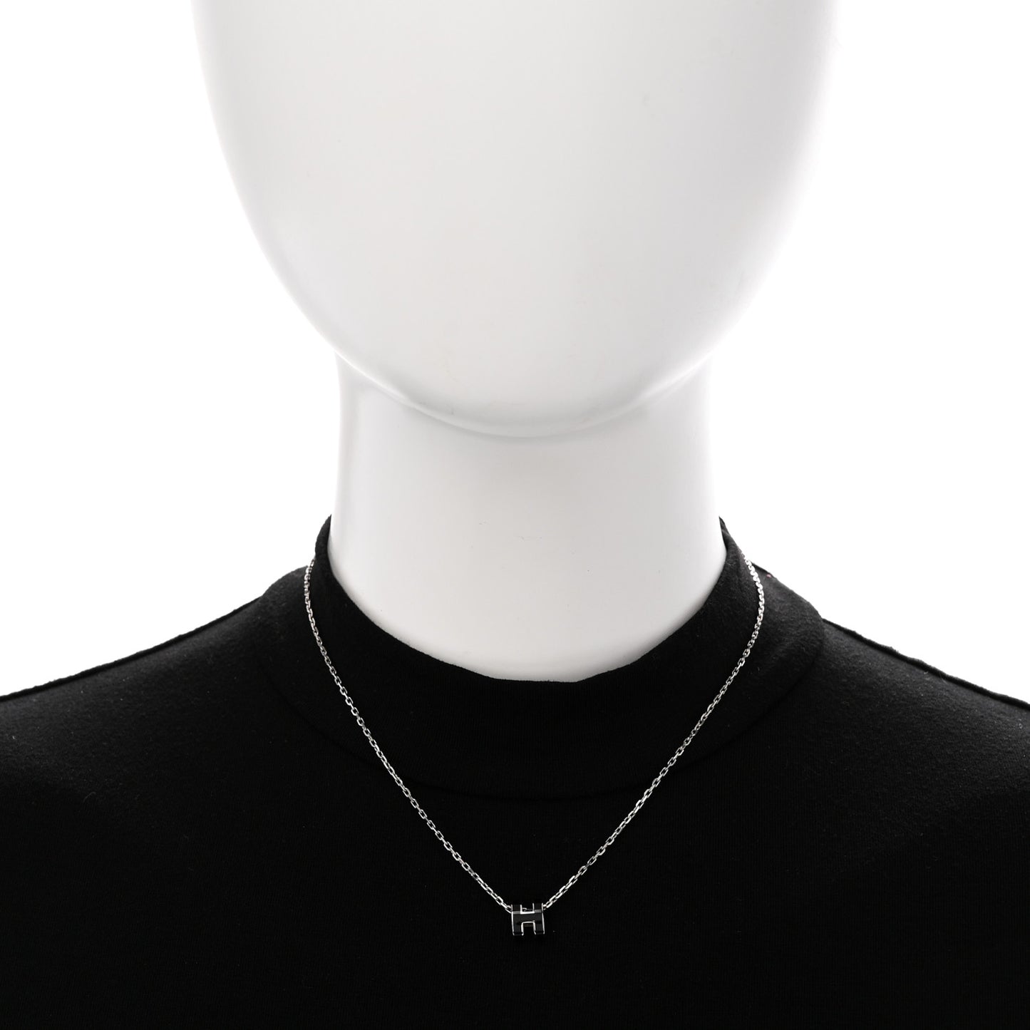 Lacquered Palladium Mini Pop H Pendant Necklace Black