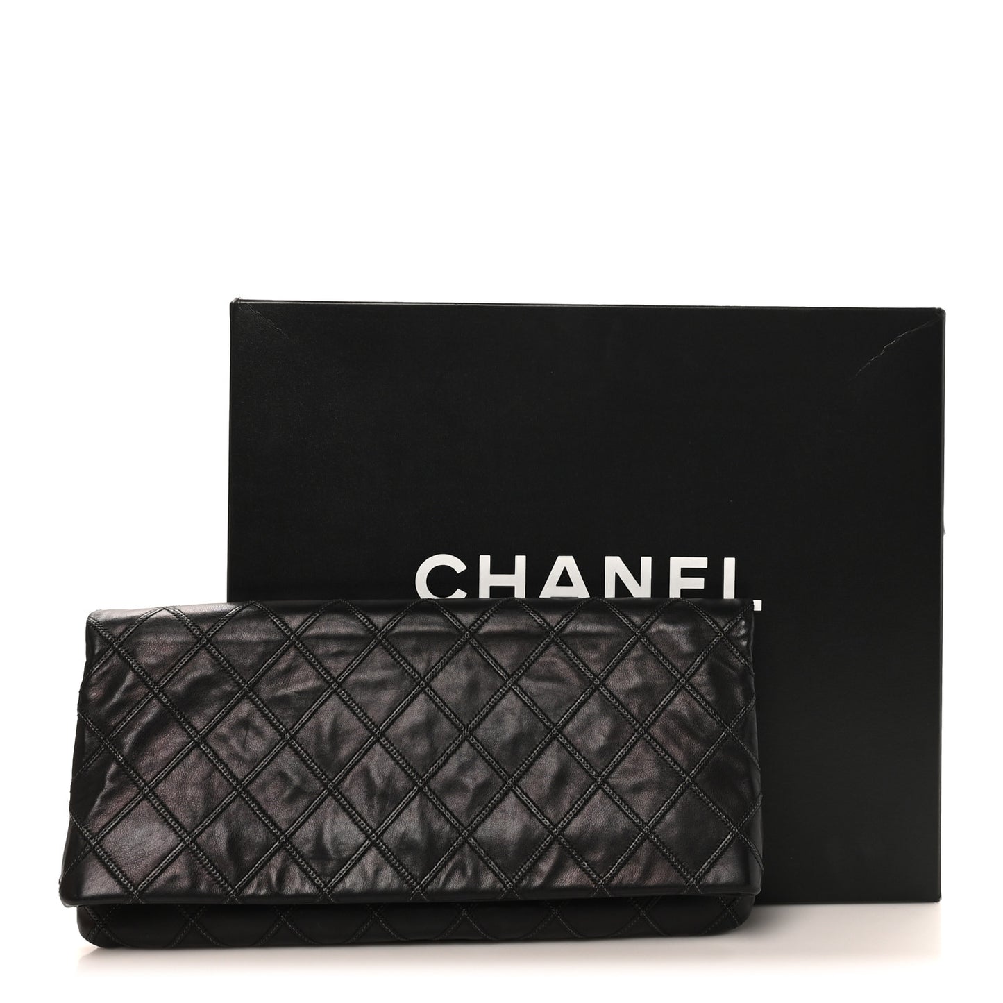 Calfskin Stitched Thin City Clutch Black