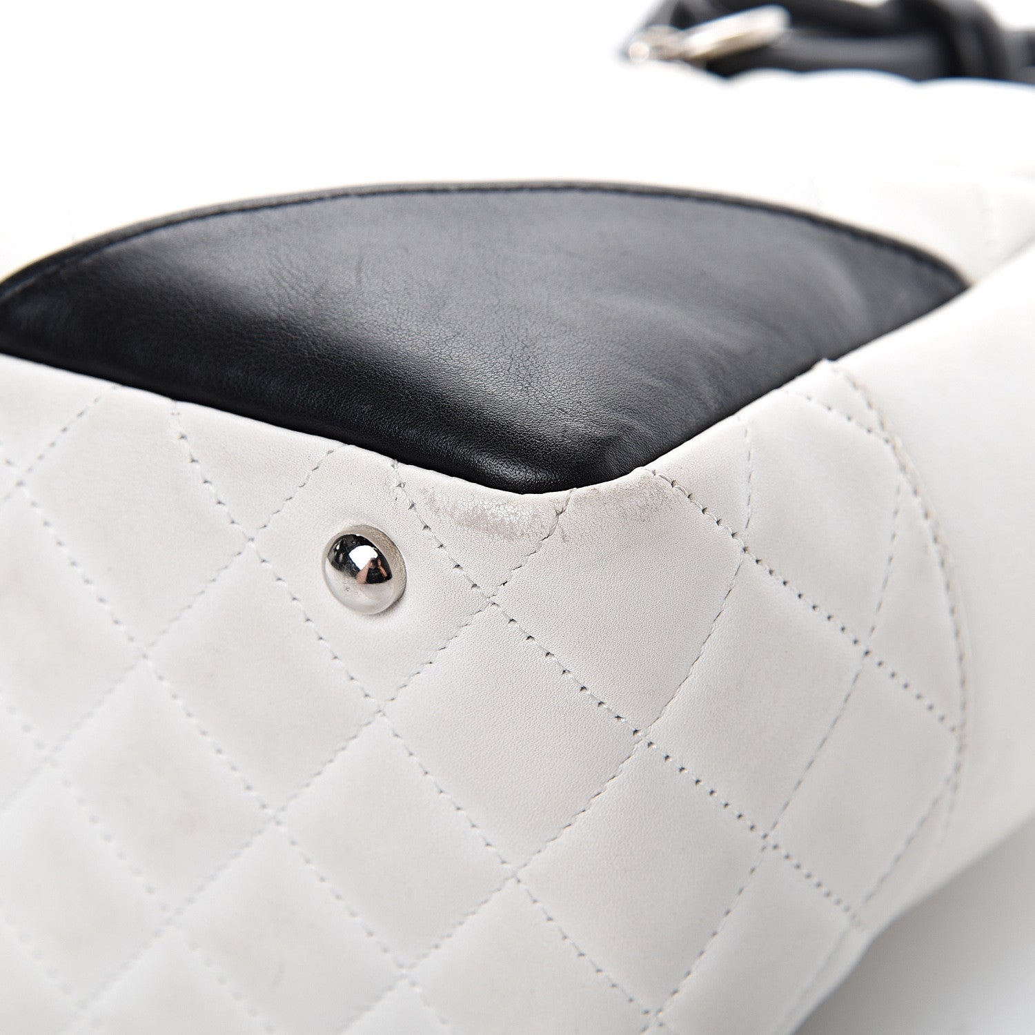 Chanel Calfskin Quilted Large Cambon Bowler White Black 10 of 17