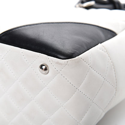 Chanel Calfskin Quilted Large Cambon Bowler White Black 10 of 17