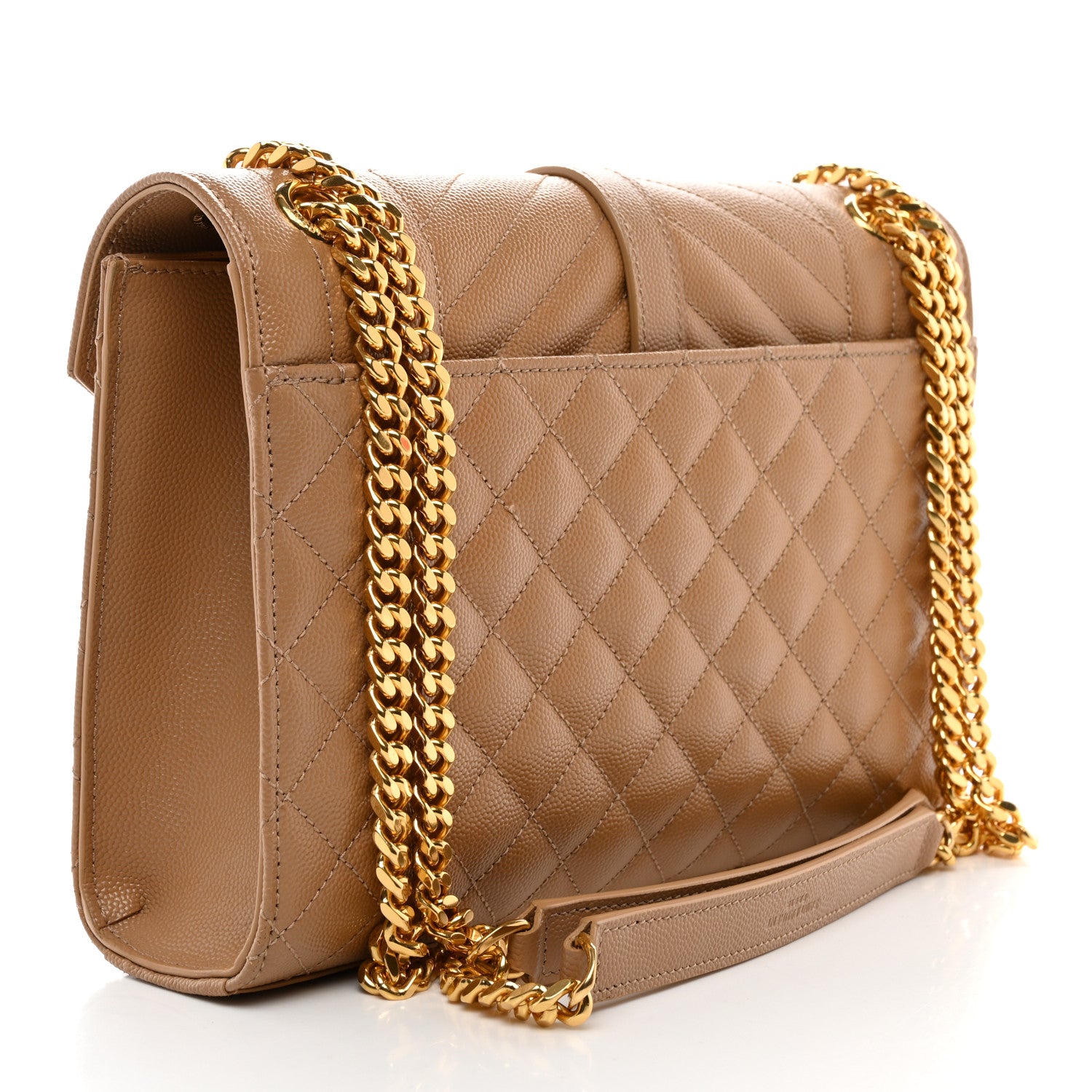 Saint Laurent Grain De Poudre Textured Mixed Matelasse Medium Triquilt Monogram Satchel Dark Cork 3 of 11
