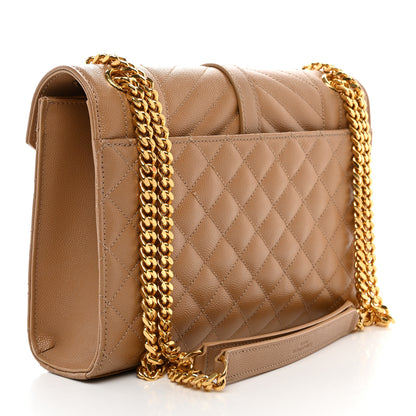Saint Laurent Grain De Poudre Textured Mixed Matelasse Medium Triquilt Monogram Satchel Dark Cork 3 of 11